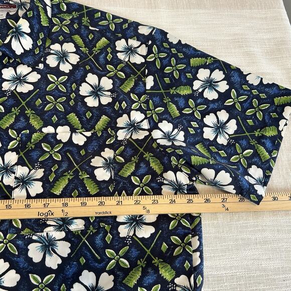 Vintage Generra Clothing Company Men's XXL Hawaiian Shirt Blue Floral Beach - Picture 5 of 7